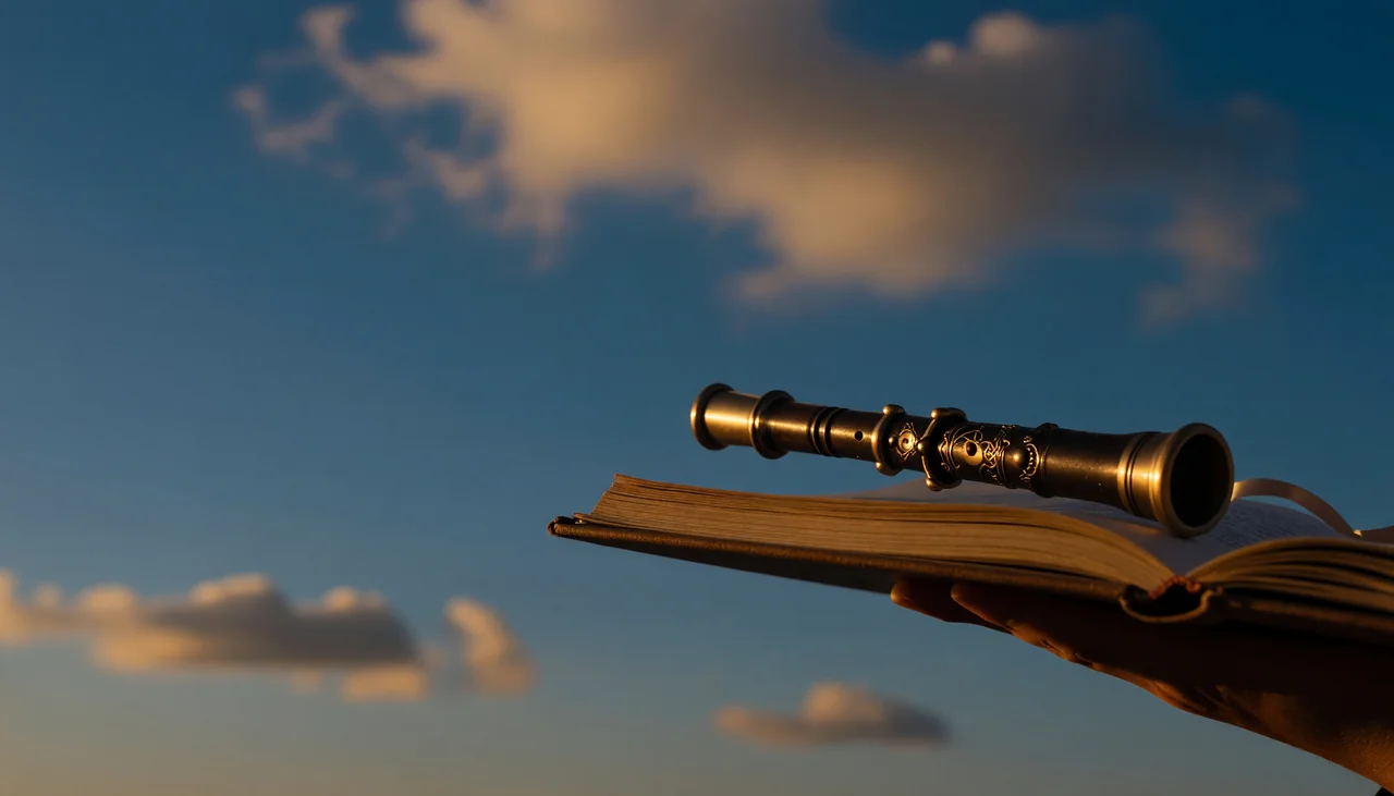Cinematic photograph for user research interviews: a recorder on a clipboard, sound curling into an open book.